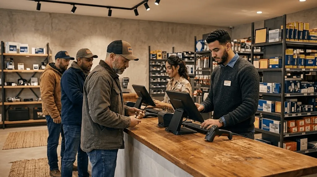 Parts counter at the morning rush