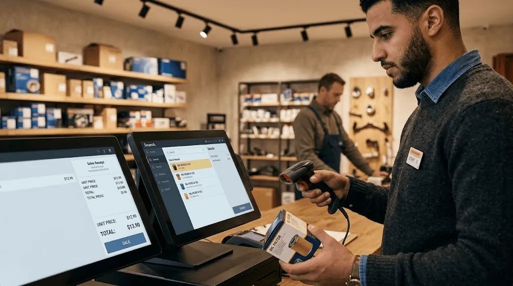 Screenshot: reference search at the counter