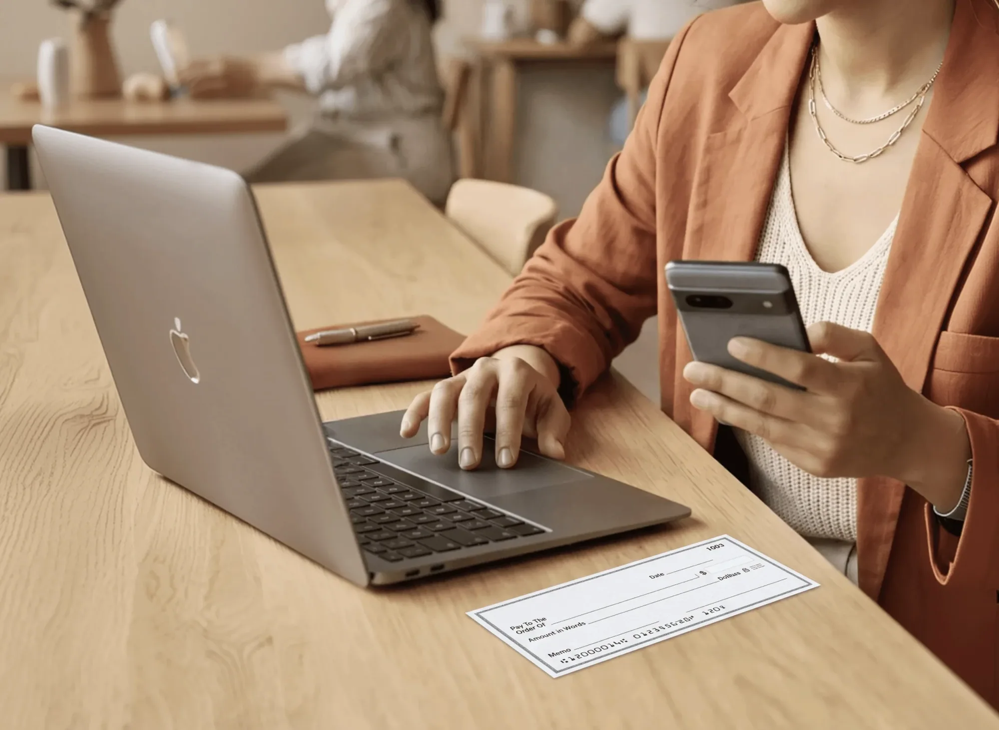 Screenshot: Cheques in hand
