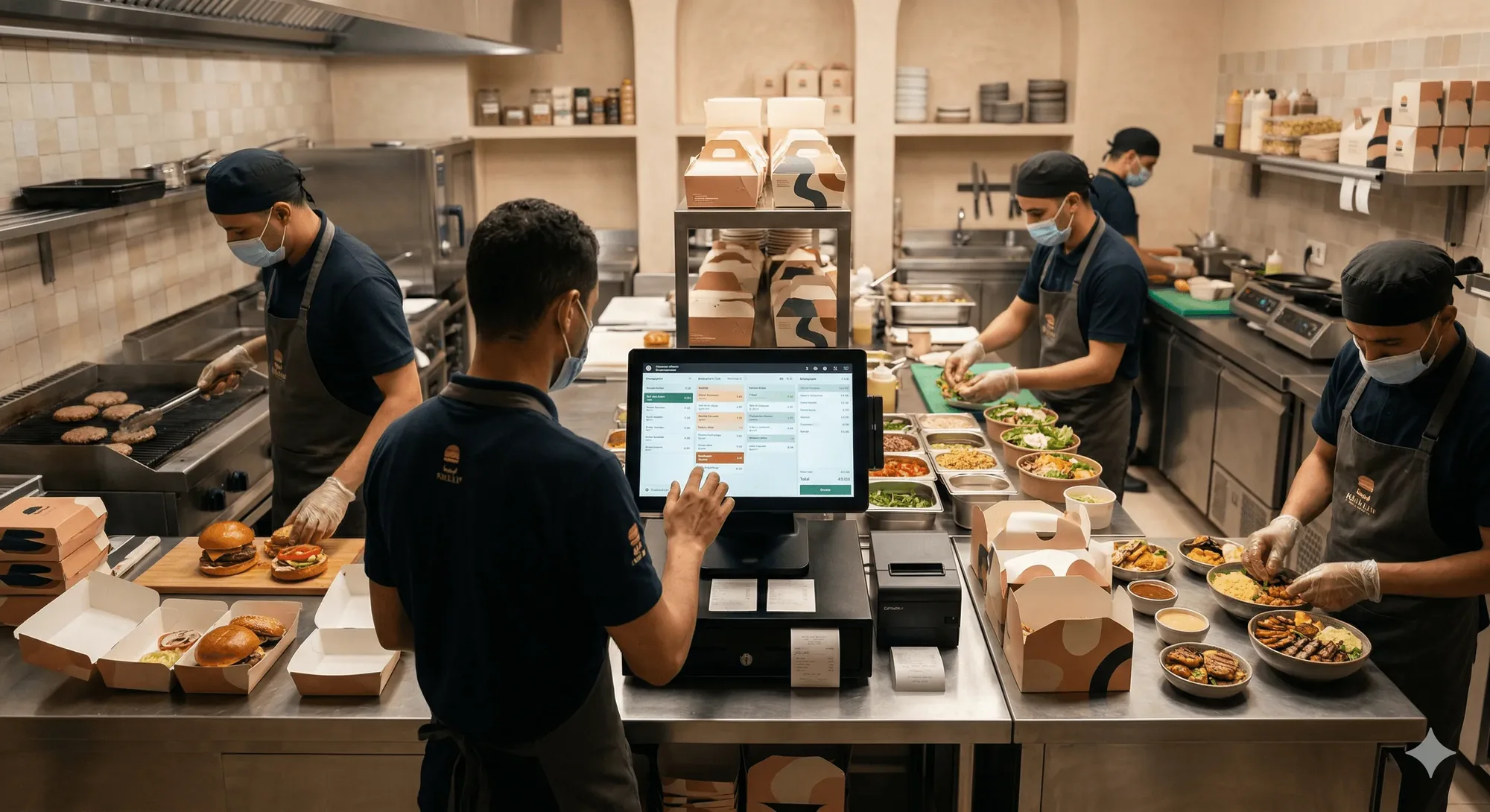 Kitchen during dinner rush