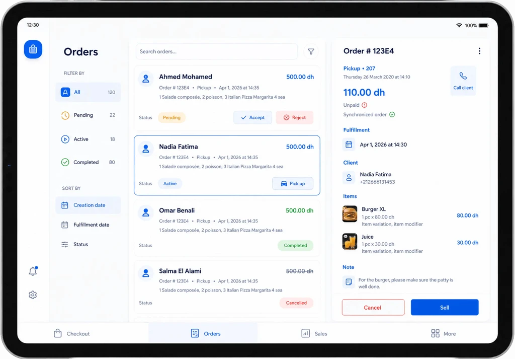 Order screen