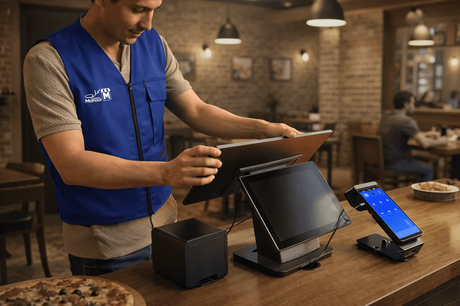Technician installing at a barbershop