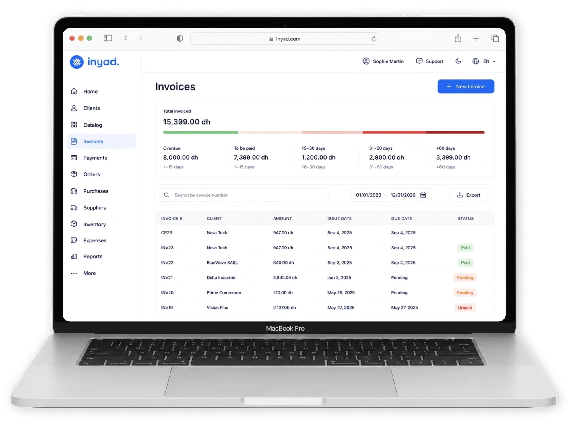 Screenshot: Credit notes & corrections