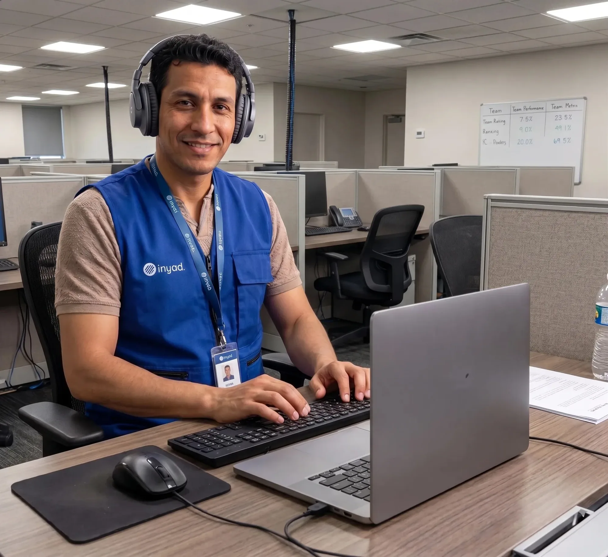 an inyad support agent at his desk, ready to help