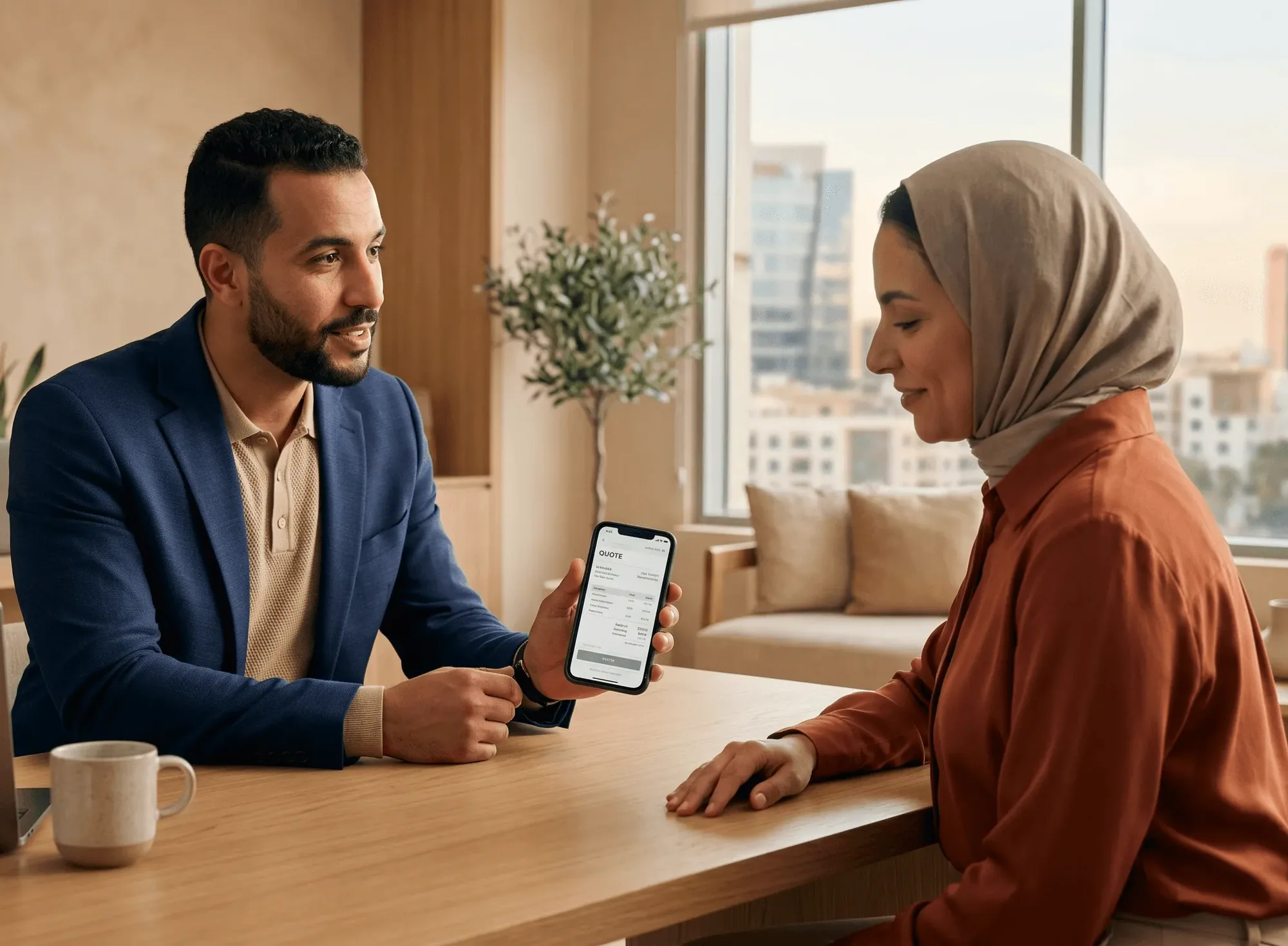 Solopreneur at work with a client