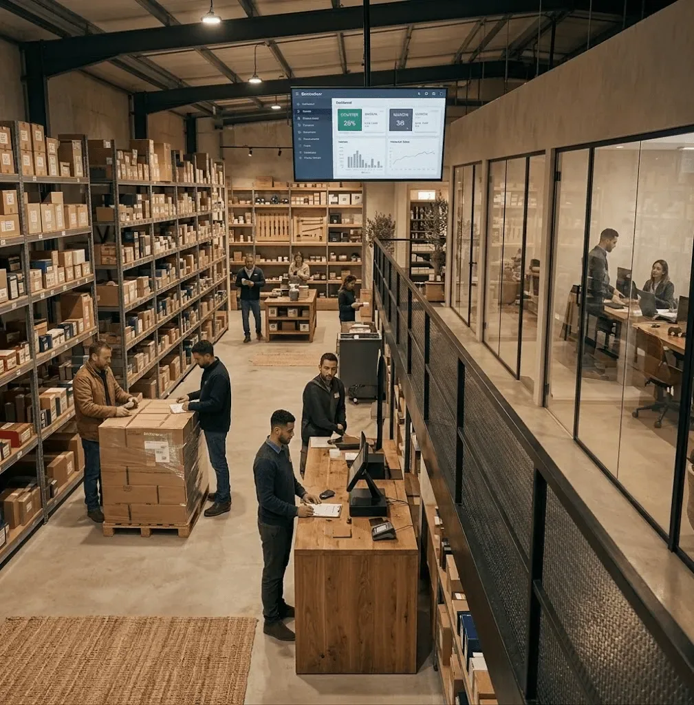 Warehouse and the office working as one