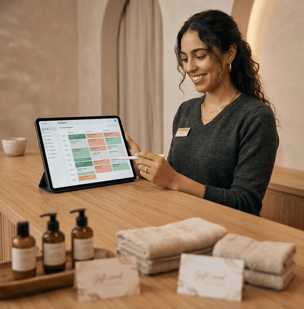 Screenshot: rooms and hammam on one calendar