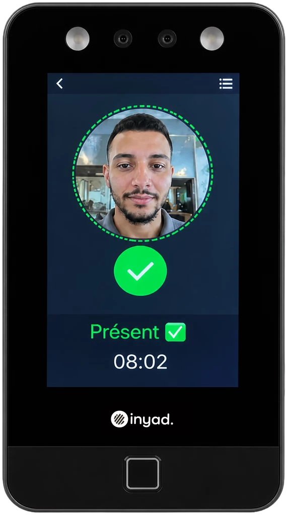 the attendance terminal marking a clock-in as present